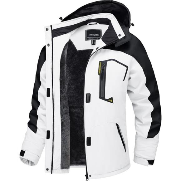 Waterproof Ski Jacket Hooded Fleece Lined Warm Winter Jacket Snow Coat - Picture 8 of 14